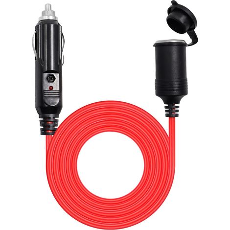 Rallonge allume-cigare Ulable de 3,6 m (12 pi), 12 V/24 V, robuste, avec fusible 15 A et témoin lumineux, compatible avec réfrigérateur, aspirateur et compresseur. (1/4)