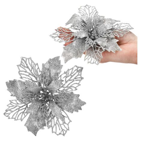 Stella di Natale argento con glitter decorazione natalizia