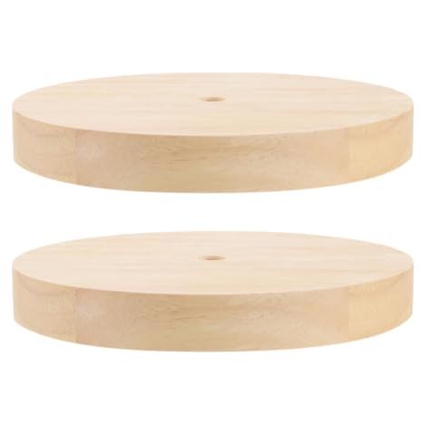 Lot de 2 pieds de lampe de table ronds en bois massif. Socles pour luminaires à monter soi-même. Diamètre : 150 mm. Socle stable compatible avec les ampoules LED. Accessoire décoratif pour le bureau e (1/5)