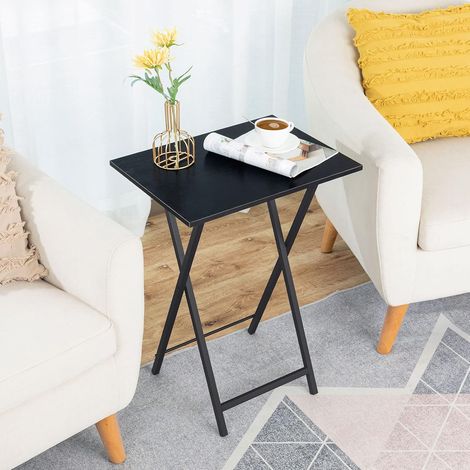 Table Pliante, Table Basse, Table Pliante De Style Industriel, Table Plateau TV, Table Basse Petit Espace pour Salon, Chambre, Noir 1pc (1/4)