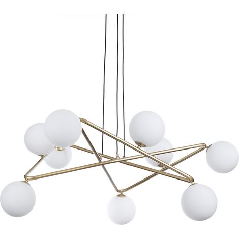Lampadario in acciaio verniciato ottone cm. L.110 P.110 H.43 (1/5)