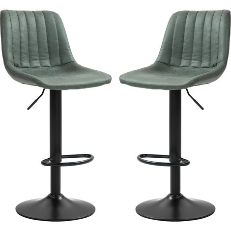 Set of 2 Leathaire Tub Bar Stools Green (1/5)
