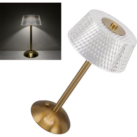 Tischleuchte Nr. 12 aus Acryl und Metall, LED-Außenleuchte fürs Schlafzimmer mit Kristallen, warmes Licht, USB-Nachtlicht (1/5)
