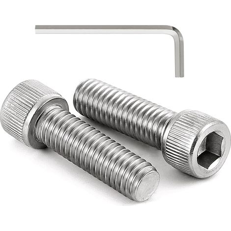 Lot de 50 vis M6 x 20 à tête cylindrique à six pans creux, vis à tête plate, en acier inoxydable A2 V2A, filetage complet, vis à six pans creux avec clé (1/5)
