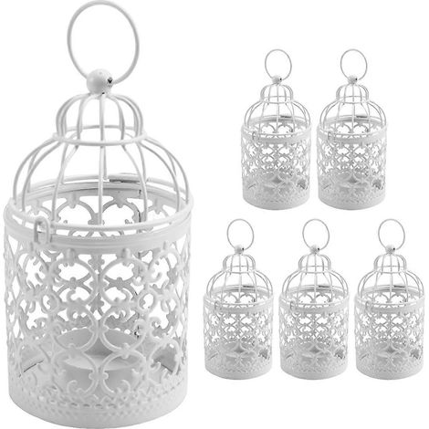 Porte-bougies chauffe-plat en métal, lanternes suspendues creuses en forme de cage à oiseaux, centres de table décoratifs vintage (1/4)