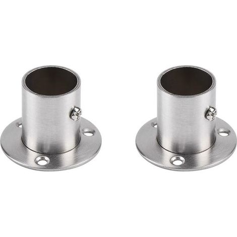 Ein Satz aus zwei Edelstahlhalterungen mit Flanschen, geeignet für Kleiderstangen mit einem Durchmesser von 26 mm. (1/4)