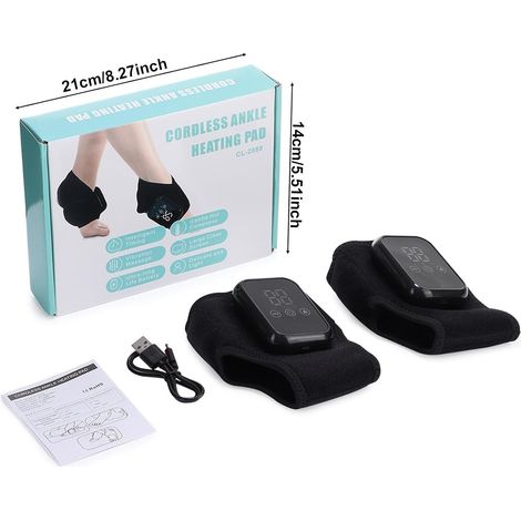 FLITI Rechargeable Heated Ankle Massager with 3 Vibration and Heat Modes, Heating Pad for Left and Right Feet, Relaxing Relief (1/5)