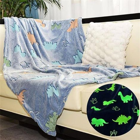 Couverture enfant flanelle - 1 pièce, 150x130cm phosphorescente dinosaure autobloquante - Type couverture enfant Étiquette (1/5)