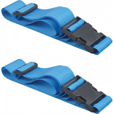 Set di 2 cinghie per valigia, 1.80m con fibbia in plastica, blu - THIRARD