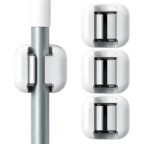 3 Pièces Sans Percage Porte Balais Mural,Support de Serpillière,Accroche Balai Mural,idéal pour Cuisine,Salle de Bain, Jardin,Garage,Atelier,Blanc (1/5)