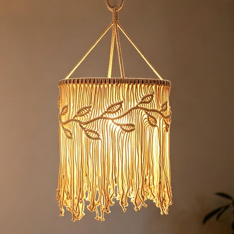 Abat-Jour Suspendu En Macramé, Abat-Jour En Macramé, Abat-Jour Macramé Tissé À La Main, Abat-Jour Suspension Bohème Décoration Murale, Für Salon Chambre Lit (35cmx30cm) (1/5)