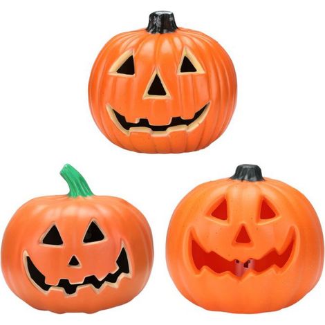 Lanterne Citrouille - LED Orange - Décoration Halloween Intérieure Extérieure - 20 x 20 cm - 1 Pièce (1/5)