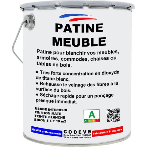 Codève Bois – Patine meuble 20 L – Pour blanchir bois dur et teck – Séchage rapide pour ponçage immédiat – Rendement 2 à 3 m²/l