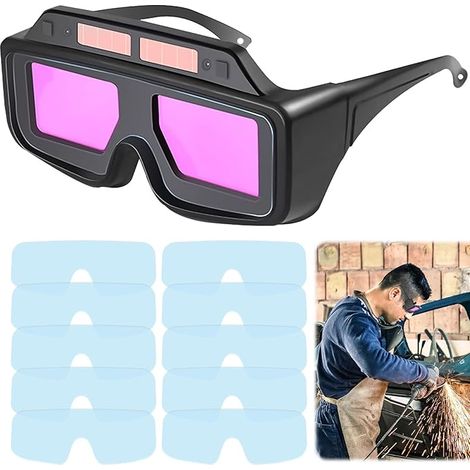 Goggles de soudage à assombrissement automatique W370, lunettes solaires pour soudeur avec protection UV et LED