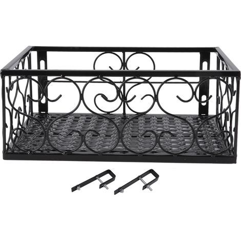 Balkon-Blumentopfhalter, dekoratives Ablagebrett aus dickem Eisen für Terrassengeländer mit Fensterbankhalterungen, geeignet für ein 2,5 cm/1 Zoll Geländer (1/5)