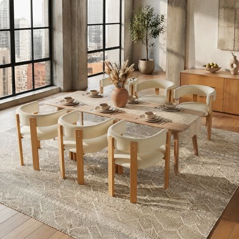 Set de 6 sillas de comedor 54,5 x 44 x 72,5 cm, metal y franela beige, FloraGrace (1/5)