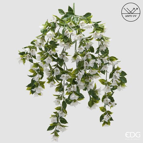 EDG Enzo De Gasperi Bouganvillea Cadente Anti-UV x8 con Foglie H 92 Cm Pianta Artificiale Bianco