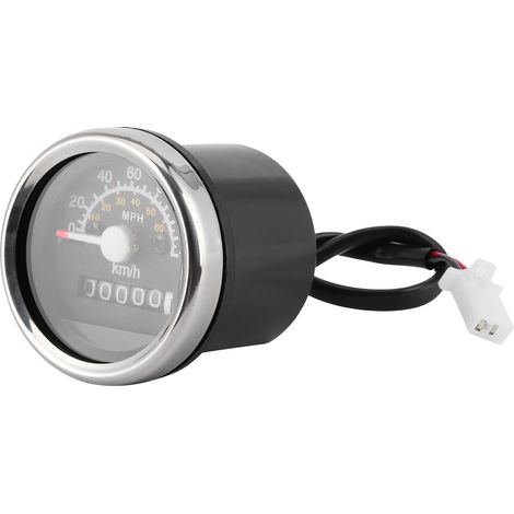 Compteur de vitesse/odomètre 12 V pour moto, 99 999 km, affichage 0-120 km/h, cadran rond avec rétroéclairage LED (1/5)