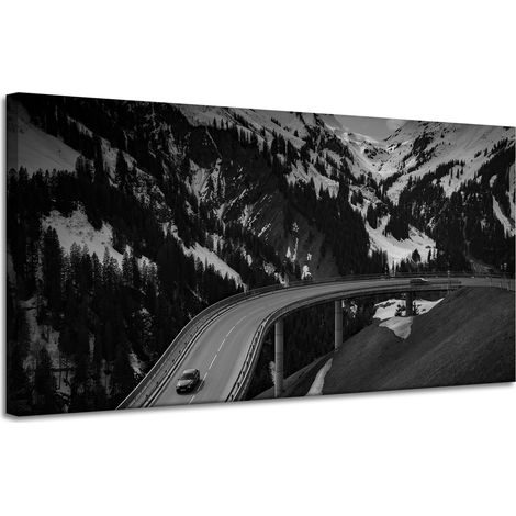 Leinwanddruck Naturstraße durch die Berge 120x60 cm