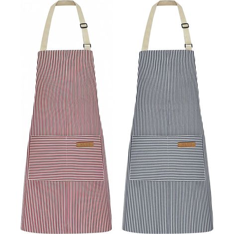 Tablier De Cuisine - Coton Naturel - Réglable - Unisexe - Lot De 2