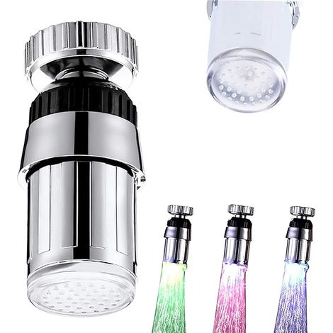 Wasserhahn mit 3-farbigem LED-Licht, 360-Grad-Drehung, temperaturgesteuerter dreifarbiger Sensor-Wasserhahn mit Farbwechsel, Zubehör für Restaurants, Badezimmer, Küche