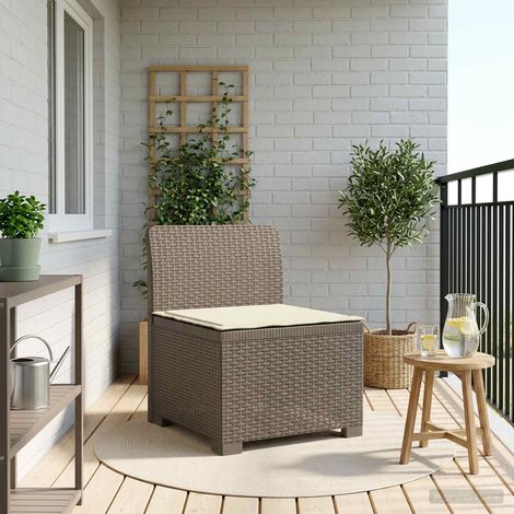 Canapé de Jardin 1 Place en Polypropylène Aspect Rotin avec Coussin Extérieur Gris Clair - PANGIVO (1/5)