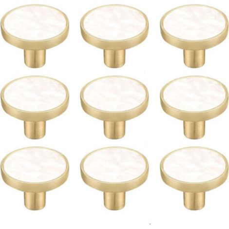 Set of 8 Round Zinc Alloy Cabinet Knobs, White Decorative Drawer Handles, Knobs for Dresser, Chest of Drawers, Kitchen Furniture, Clothes Hooks (8, Style) (1/4)