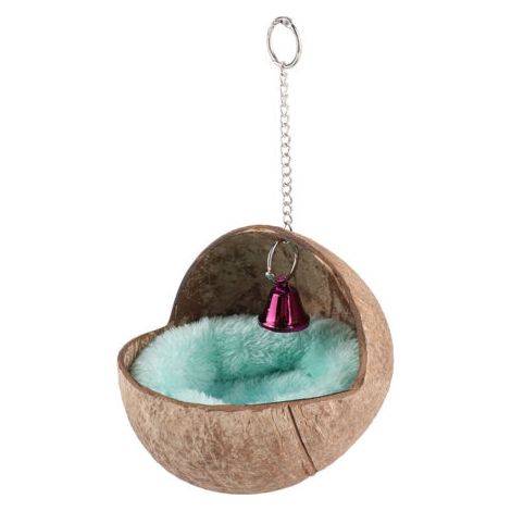 BUNTHAUS Nid d'élevage d'oiseaux en coque de noix de coco naturelle, Cage de lit, nid d'éclosion avec tapis (1/5)