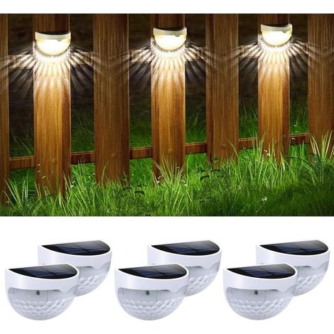(6 pièces)Lampes Jardin Solaires De Clôture D'extérieur, Lampes Solaire Jardin à LED Sans Fil, Lumière Solaire Extérieur Jardin Murales Etanches D'extérieur, Clôture, Cour, Terrasse, Escalier (1/5)