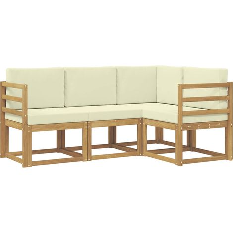 Outdoor Sofa Set with Cushion 4 pcs White and Cream vidaXL (1/5)