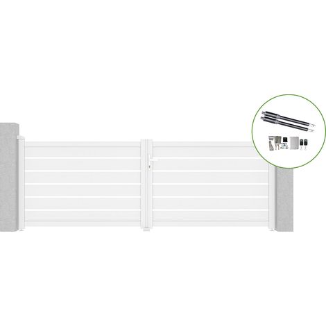 Portail battant 3,5m VOGEL H.120cm alu blanc + motorisation RANGER B150 (1/5)