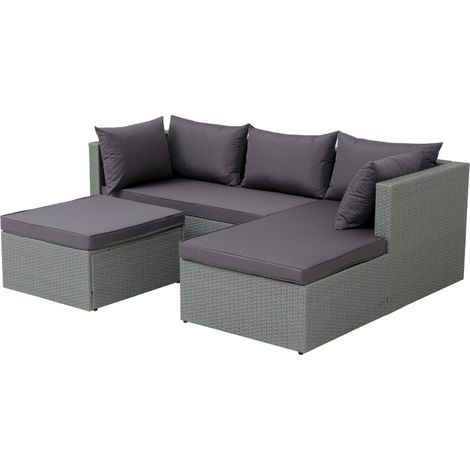 Muebles de jardín de resina tejida de 4 plazas gris/gris oscuro LECCI (1/4)