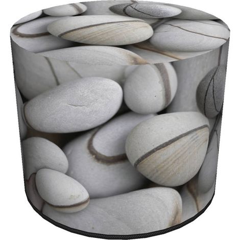 Pouf decorativo, Bertoni, stampa Stones - pouf rotondo per soggiorno, ingresso, cilindro 40 cm, elegante, cerniera, lavabile (1/5)