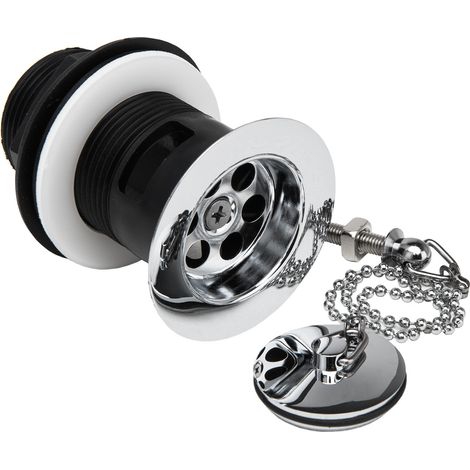 Nuie Contract Basin Waste with Brass Plug and Ball Chain Chrome - Slotted (1/6)