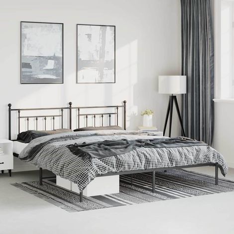 Estructura cama sin colchón con cabecero metal negro 183x213 cm (1/5)