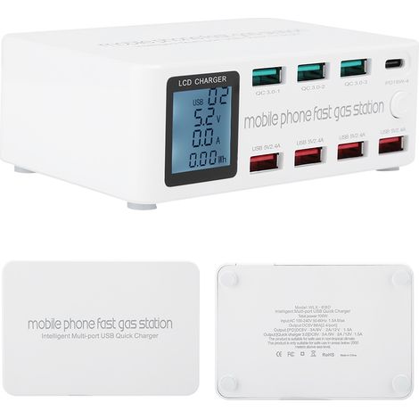Station de charge universelle 8 en 1, Prise intelligente rapide 100W, Compatible 100‑240V Europe (1/5)