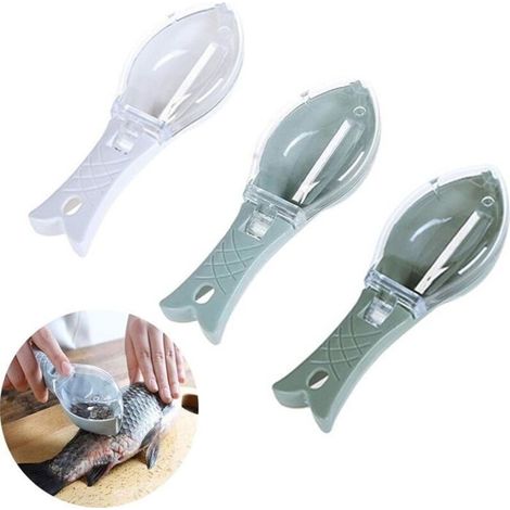 Raschietto per squame di pesce in 3 pezzi, raschietto per squame di pesce in plastica, rimuovi squame di pesce, squamatore per pesce (1/4)