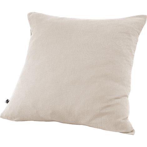 Taie d'oreiller en double gaze de coton 60 x 60 cm – Coloris beige pampa – Lavable à 40° C – Sèche-linge possible – Dock Avenue