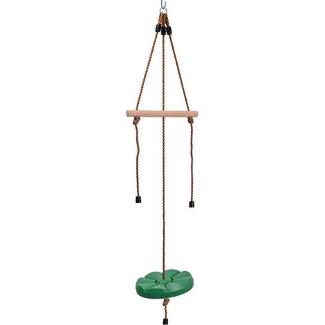 Aire de jeux,Échelle de corde deux-en-un pour enfants échelle d\'escalade extérieure balançoire de jardin échelle balançoire disque en plastique balançoire vert foncé.. (1/5)