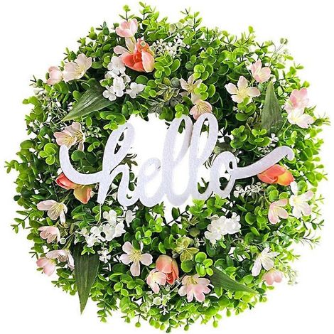 Couronne décorative polyvalente, style ferme, en eucalyptus vert, résistante et durable. (1/4)