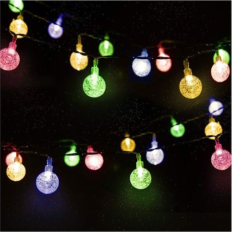 Guirlande Solaire Extérieure - 4,5 M - 30 LED Boules Cristal - 2 Modes Lumineux - Décoration Jardin Terrasse Balcon Arbre de Noël