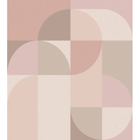 papier peint panoramique cercles de style Bauhaus beige et rose  - Origin Wallcoverings (1/4)