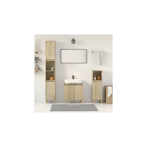 Ensemble de meubles de salle de bain 3 pcs chêne sonoma (1/5)