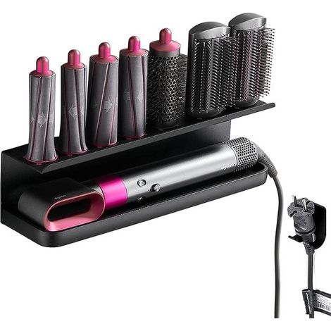 Supporto per asciugacapelli, soluzione di stoccaggio senza foratura con ripiano superiore, montaggio a parete per asciugacapelli Dyson e altri prodotti di bellezza. (1/5)