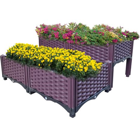 Jardinière surélevée - Jardinière pour jardin, terrasse - 80 x 80 x 37 cm - Pour plantes et assemblage facile - Pour jardin, terrasse, balcon (1/5)