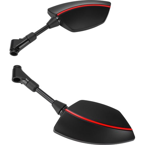 Paar Rückspiegel, 360° drehbar, universell für Motorrad, Roller, Quad, Motocross, 0,3 Zoll, 0,4 Zoll Befestigung, roter Streifen (1/5)