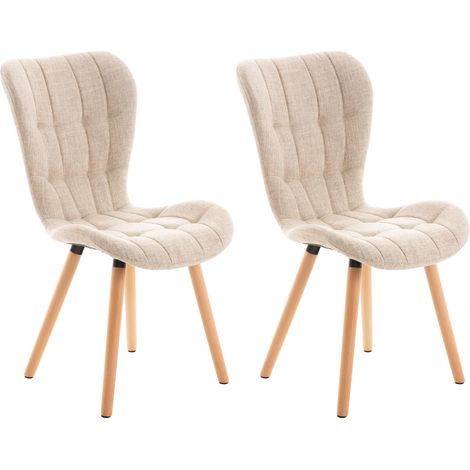Set de 2 sillas de comedor Elda Crema Tela