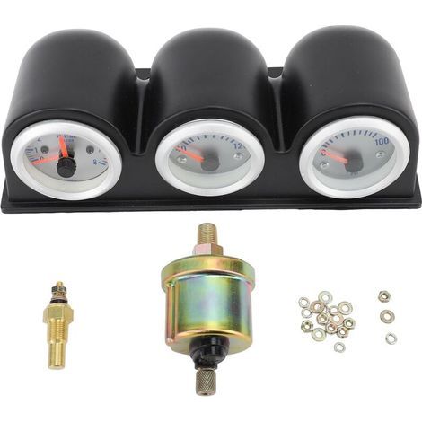 Tableau de bord trois-en-un pour voiture : jauge de température d’eau, tachymètre et manomètre d’huile, adapté aux voitures à essence 4, 6 et 8 cylindres 12V. (1/5)