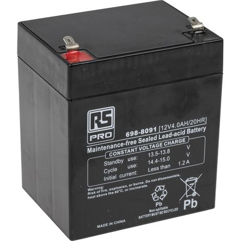 Batterie au plomb étanche RS PRO 12V 4Ah cyclique ( Prix pour 1 ) (1/3)