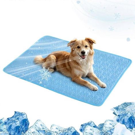 Tapis rafraîchissant chiens & chatons polyester/nylon, tapis couchage int/ext 4 tailles (S-XL), utilisable au sol, cage ou niche (1/5)